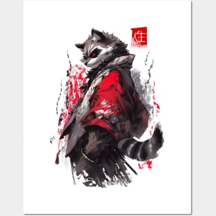 Raccoon japanese style Posters and Art